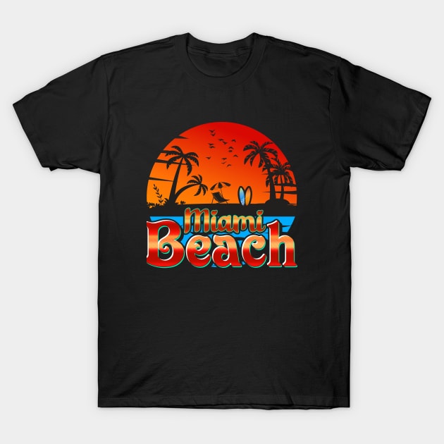 Miami florida beach Sunset T-Shirt by Tonibhardwaj